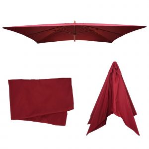 Mendler Toîle de Remplacement pour Parasol Florida, 3x4m, Polyester 6kg - Rouge-Bordeaux