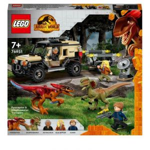 Lego 76951 Jurassic World Le Transport du Pyroraptor et du Dilophosaurus, Jouet de Dinosaures avec Buggy Tout-Terrain, dès 7 Ans