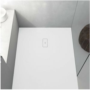 Stano Receveur de douche 70 x 80 cm extra plat FUSION en résine surface ardoisée blanc - Blanc