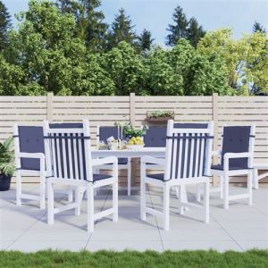 VidaXL Coussins de chaise à dossier bas lot de 6 bleu marine tissu