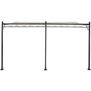 Habitat et Jardin Pergola tonnelle adoss&eacute;e en m&eacute;tal - 3 x 4 m - Beige