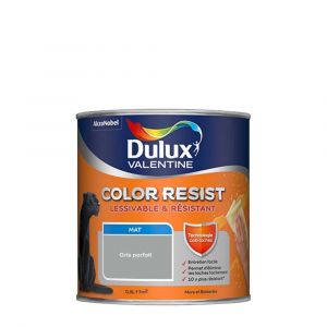 Dulux Valentine Peinture bicouche intérieure Color Resist Murs et Boiseries Mat Gris Parfait 0,5 L