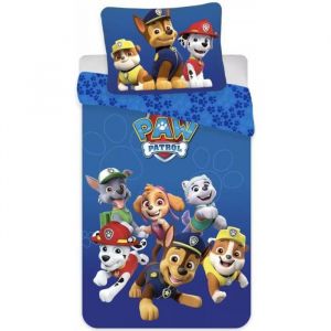 Parure de lit bébé Pat Patrouille bleu Coton Housse de couette 100x135 cm + taie d'oreiller 40x60 cm