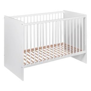 PAULA Lit bébé évolutif à barreaux vernis écologique design moderne Blanc 120x60 cm
