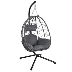 Polyrotan Hanging Chair Aria - Grey - Incl. base