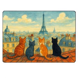 Planche À Découper En Verre Chats De Paris 28,5 × 20 Cm