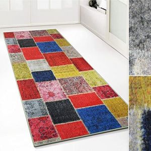 Tapis Ornement Vintage Oriental pour la Cuisine, Le Couloir et Le Salon 80 x 100 cm, Multicolore