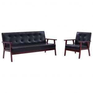 Image de VidaXL Ensemble de Canapés Noir Similicuir 2 pcs Modèle 3