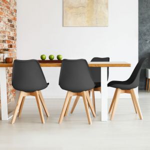 Idmarket ID MARKET - Lot de 4 chaises SARA noires pour salle &agrave; manger
