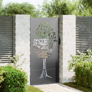 VidaXL Porte De Jardin Autre Noir 100 X 200 Cm Acier Peint Par Poudre