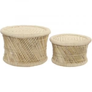 Pegane Set de 2 tables basses en bois coloris naturel -