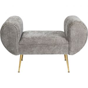 Kare Design Banc 1 place en velours gris et acier doré