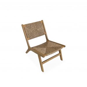 Fauteuil relax de jardin en bois et résine effet paille intérieur / extérieur