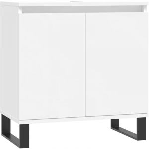 VidaXL Armoire de Salle de Bain, Placard avec Compartiment et Portes, Meuble de Rangement avec Pieds Toilette, Moderne, Blanc Bois d'Ingénierie
