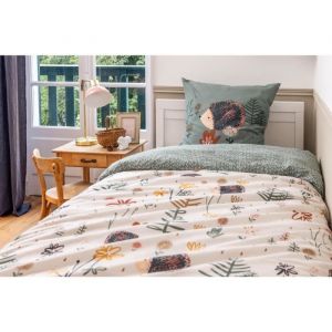 Housse de couette - Polisson - 200x200 cm - 100% coton 57 fils - Blanc et vert