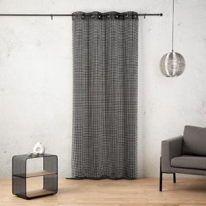 LINDER Voilage Maille ajour&eacute; - Style R&eacute;tro - Coloris Noir Minuit - Finition &oelig;illets Canon de Fusil - Dimensions 140x260cm - 100% Polyester - Collection Luna