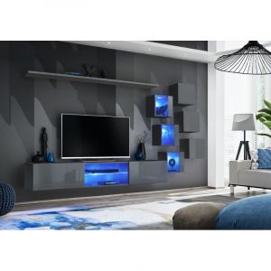 AC-Déco Ensemble Meuble TV "Switch XXI" 180cm Gris