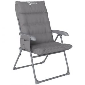 Image de Outsunny Chaise de camping pliante rembourr&eacute;e inclinable grand confort gris
