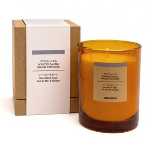 Bougie 1 m&egrave;che sel de mer et sauge