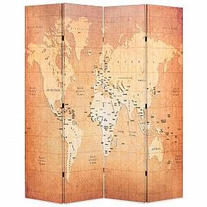 Image de VidaXL Cloison de séparation pliable 160 x 180 cm Carte du monde Jaune