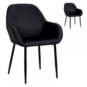 M&S Lot de 2 fauteuils repas en tissu noir - LOXTOY