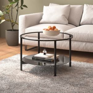 VidaXL Table à thé Noir et transparent 70 cm Verre trempé Noir et transparent