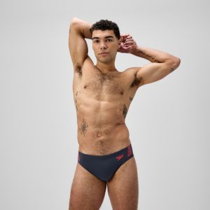 Speedo Hyperboom Splice Slip de Natation pour Homme, Grey Lead/Neon Coral, 34
