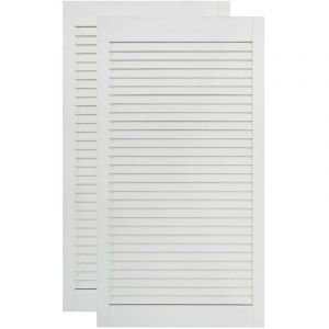 Lot de 2 portes à persiennes portes d'armoire portes d'etageres revêtement pour placard penderie garde robe blanc 99,3 x 39,4 cm b