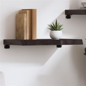 VidaXL Étagère Murale, Dessus de Table avec Bord Vivant, Tablette Suspendue Flottante, Rustique, Marron Foncé Bois Chêne Massif Traité
