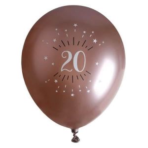 Santex Sachet de 6 ballons âge étincelant 30cm, Rose Gold 20 ANS