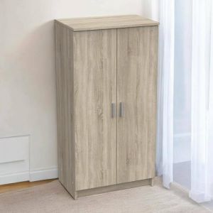 Dmora Armoire multifonctionnelle avec 2 portes avec 6 étagères, Étagère à chaussures polyvalente, Meuble de rangement avec étagères, cm 55x36h108, couleur Chêne