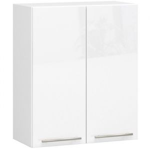 Meuble de cuisine haut AKORD W60 OLIWIA modulable Blanc 60 cm 2 portes fa&ccedil;ade Blanche Brillante 2 &eacute;tag&egrave;res 60x30x72 cm