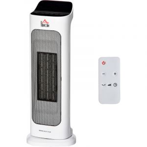 Image de Homcom Chauffage soufflant oscillant 2000 W - radiateur céramique PTC - 3 niveaux de puissance - chauffage d'appoint avec télécommande blanc noir