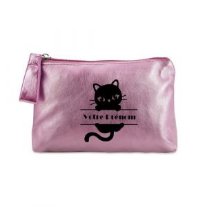 Porte monnaie Taperso personnalisable rose motif prenom et chat