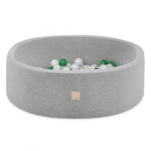 Piscine à Balles pour Bébé Enfants Chambre des Enfants MISIOO Ronde Coton Gris 90x30 cm 200 Balles: Vert/Blanc/Transparent