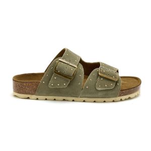 Mules cuir velours à boucles femme Pédiconfort