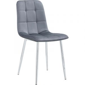 Lot de 4 chaises ELISA Velours & Pieds Chrome 42x55x87 cm