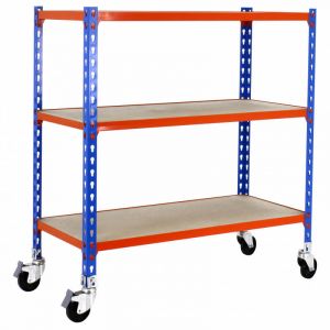 &Eacute;tag&egrave;re m&eacute;tallique bleu et orange 3 niveaux Maderclick Mobile Plus SimonRack