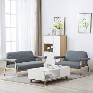 Image de VidaXL Ensemble de canapé pour 5 personnes 2 pcs Tissu Gris clair