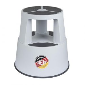 Wedo Super Step Tabouret à roulettes en Plastique incassable - Pied d'éléphant - Certifié TÜV GS - Fabriqué en Allemagne - Antidérapant - Hauteur : Environ 43 cm - Charge maximale : 150 kg - Gris