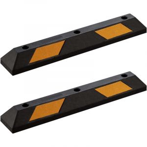 wiltec 2x butée de roue 90 x 15 x 10 cm – en Caoutchouc – 6,2 kg/pièce – avec Réflecteurs – Aide au stationnement Stop roues pour Parkings, Garages