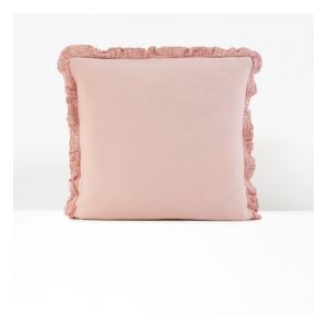 Taie d'oreiller unie gaze de coton à volant, K la Beige Couleur Beige Taille 50 x 70 cm