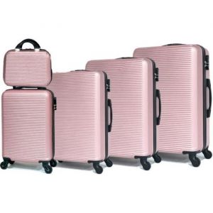 CELIMS - Set de 4 Valises + 1 Vanity (45cm+55cm+65cm+75cm) - Approuvées par 100+ compagnies aériennes - Cadenas Intégré - Rose Gold