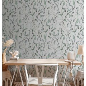 A.S. Creation PintWalls II papier peint intissé à motif de rinceaux 0,53 x 10,05 m - vert, blanc, gris - papier peint à motif de feuilles Made in Germany - 397452