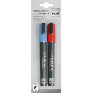 Sigel GL183 - Lot de 2 marqueurs à craie liquide, pointe 1-5 mm, 2 couleurs