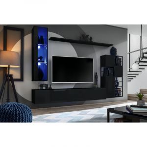 AC-Déco Ensemble Meuble TV Design "Switch II" 250cm Noir