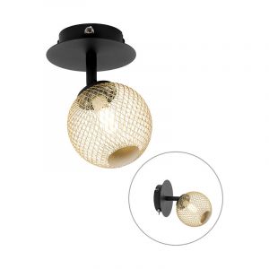 Qazqa Spot noir avec or ajustable - Athens Wire