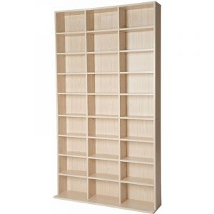 Armoire étagère rangement CD / DVD meuble de rangement pour 1 000 CDs bois 08_0000525