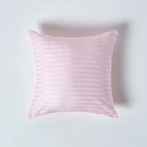 HOMESCAPES Taie d'oreiller de 40 x 40 cm de Couleur Rose 100% Coton Egyptien 130 Fils/cm² 330 TC avec Fermeture Eclair