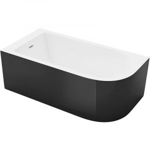 Baignoire d'angle - 240L - 170 x 75 x 58 cm - Noir brillant - Angle gauche - ANIKA
